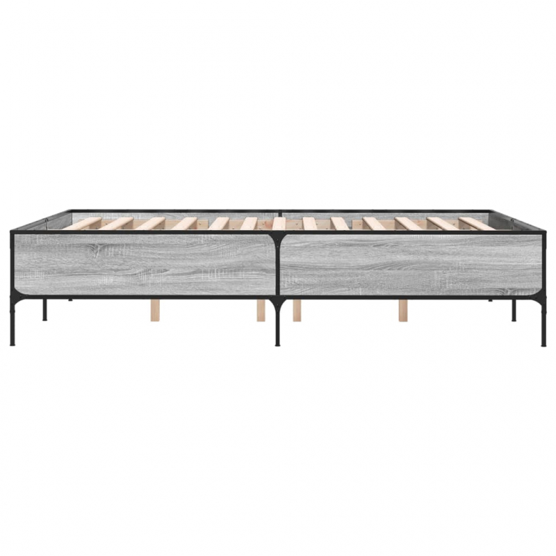 Bettgestell Grau Sonoma 160x200 cm Holzwerkstoff und Metall