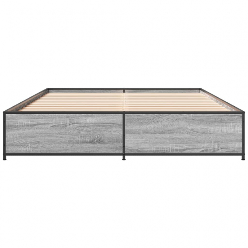 Bettgestell Grau Sonoma 120x200 cm Holzwerkstoff und Metall