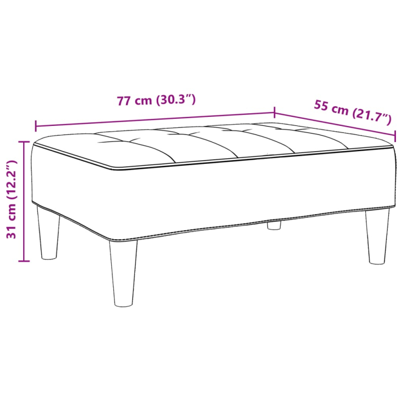 Fußhocker Dunkelgrau 77x55x31 cm Stoff