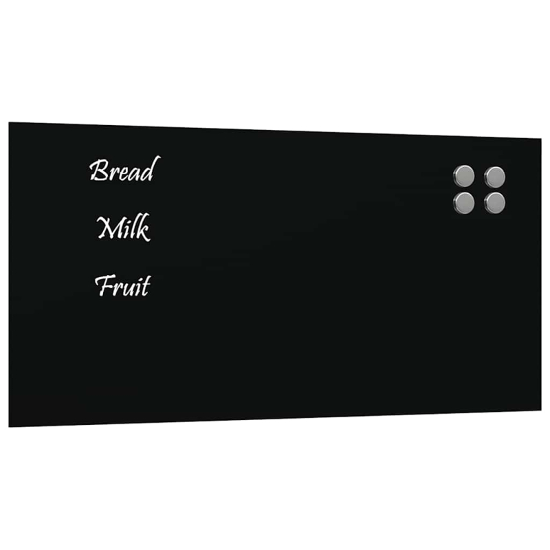Magnettafel Wandmontage Schwarz 60x30 cm Hartglas