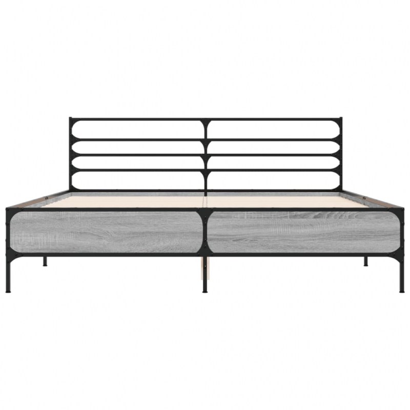 Bettgestell Grau Sonoma 150x200 cm Holzwerkstoff und Metall