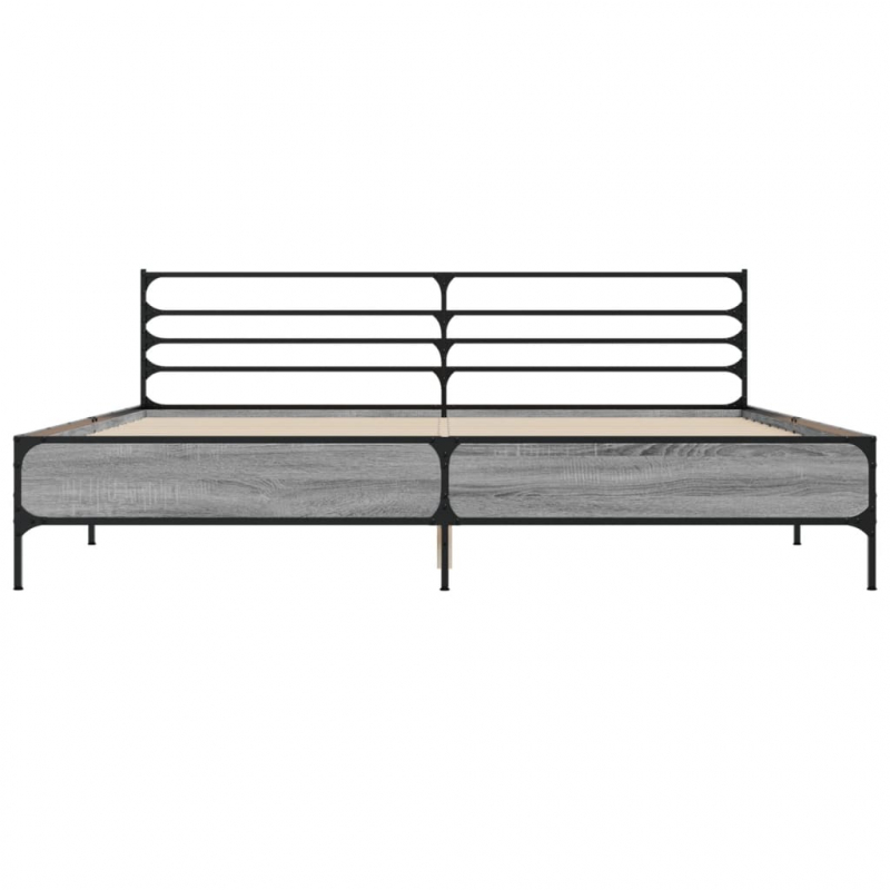 Bettgestell Grau Sonoma 180x200 cm Holzwerkstoff und Metall
