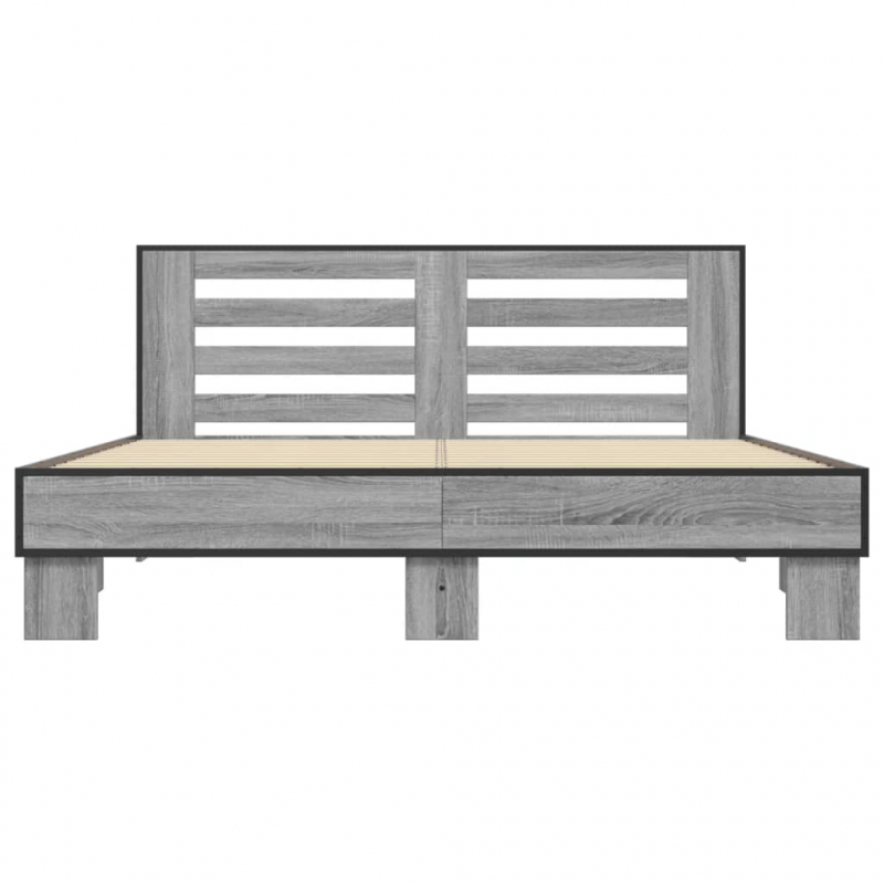 Bettgestell Grau Sonoma 150x200 cm Holzwerkstoff und Metall