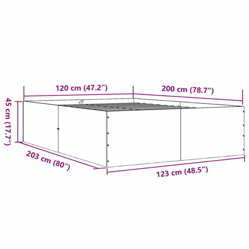 Bettgestell Grau Sonoma 120x200 cm Holzwerkstoff