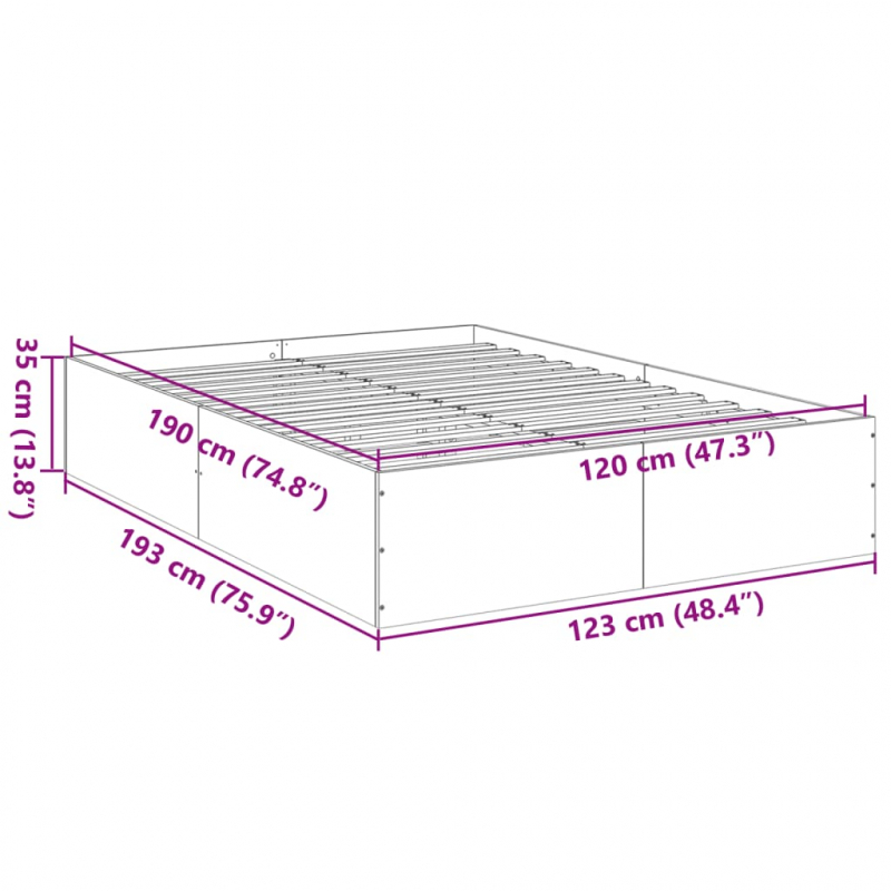 Bettgestell Betongrau 120x190 cm Holzwerkstoff