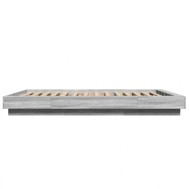 Bettgestell mit LED Grau Sonoma 135x190 cm Holzwerkstoff