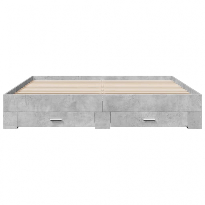 Bettgestell mit Schubladen Betongrau 200x200 cm Holzwerkstoff