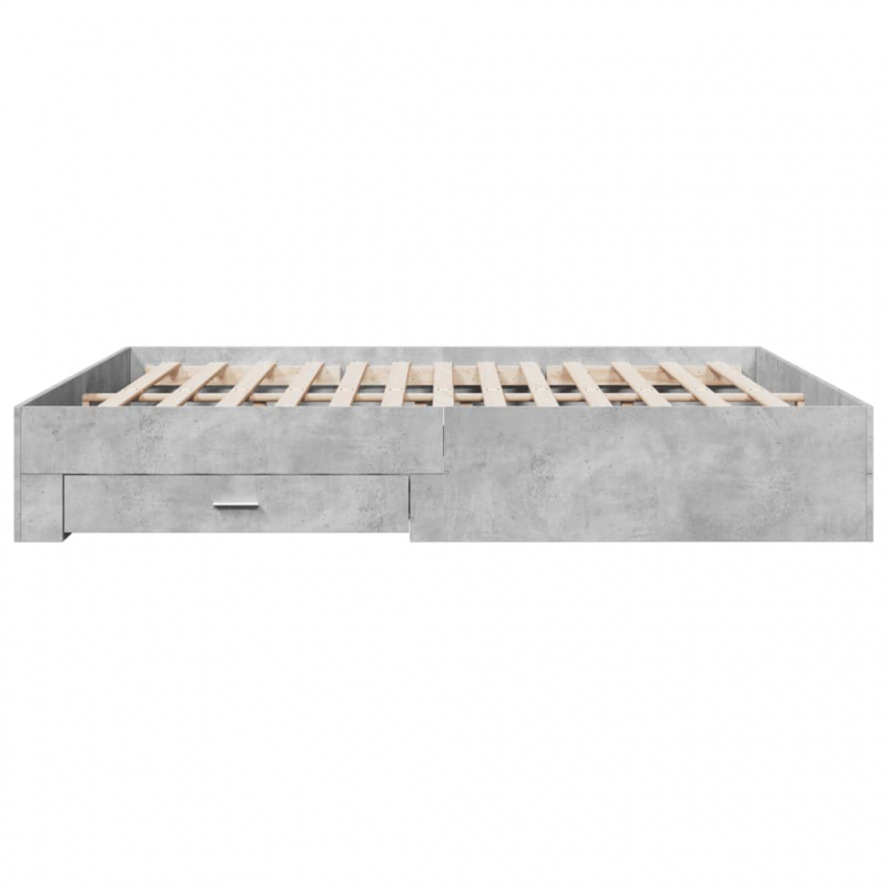 Bettgestell mit Schubladen Betongrau 200x200 cm Holzwerkstoff
