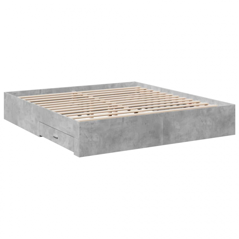 Bettgestell mit Schubladen Betongrau 200x200 cm Holzwerkstoff