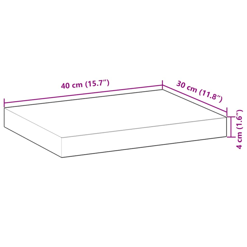 Schweberegal 40x30x4 cm Massivholz Akazie Unbehandelt