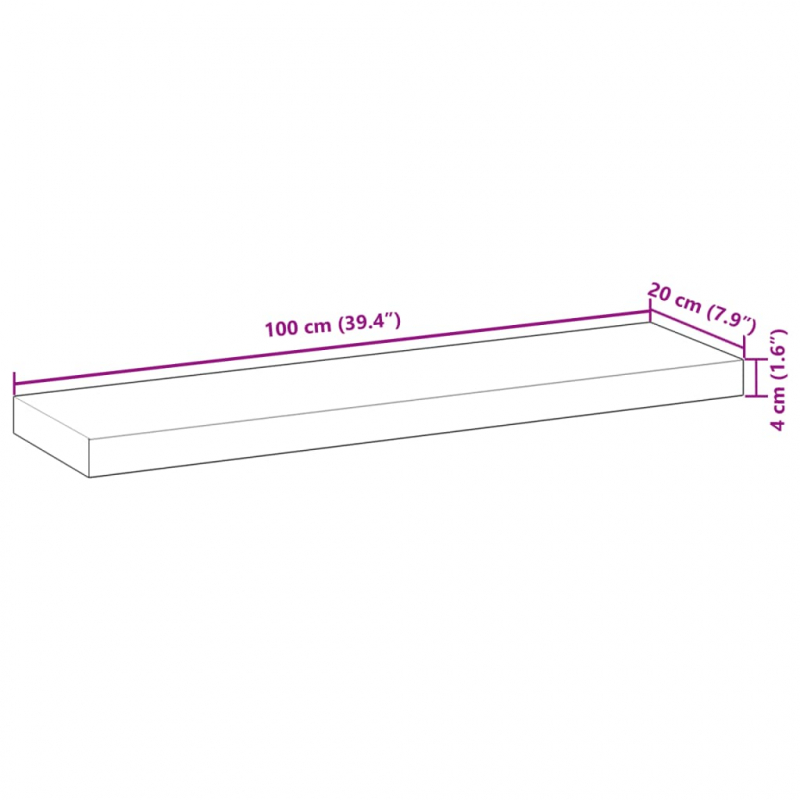 Schweberegal 100x20x4 cm Massivholz Akazie Ölbehandelt