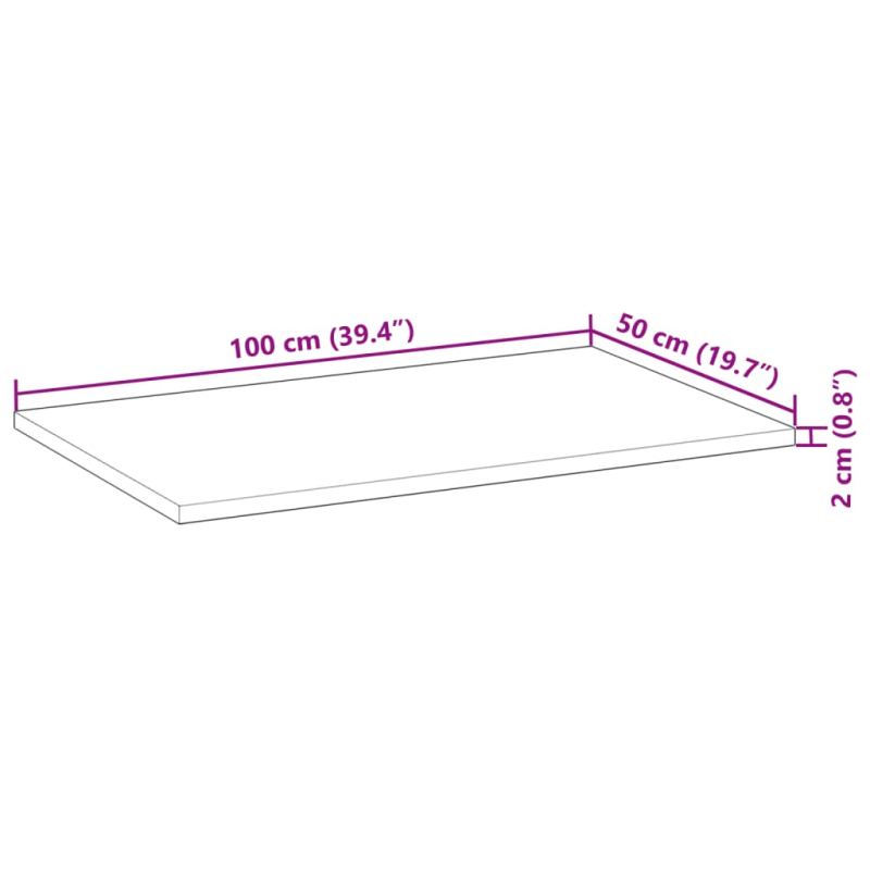 Waschtischplatte Unbehandelt 100x50x2 cm Massivholz Akazie