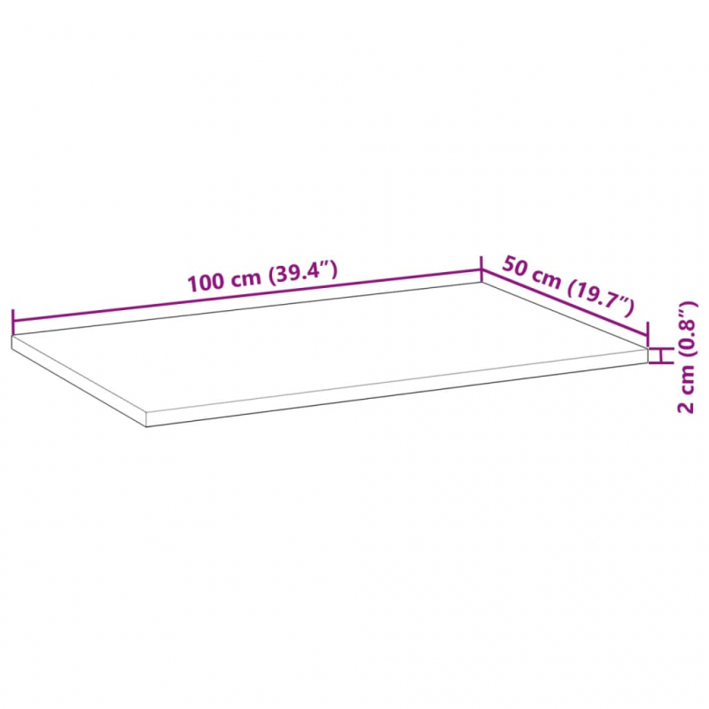 Waschtischplatte Ölbeschichtung 100x50x2 cm Massivholz Akazie