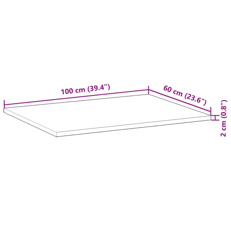 Schreibtischplatte Ölbeschichtung 100x60x2 cm Massivholz Akazie