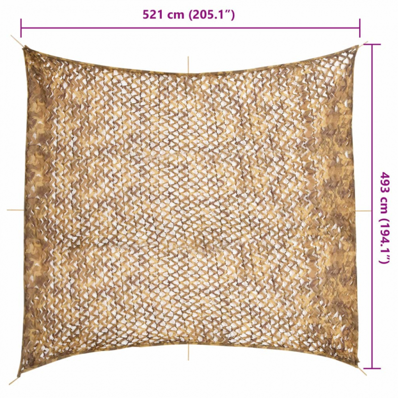 Tarnnetz mit Aufbewahrungstasche 521x493 cm Sandfarbe