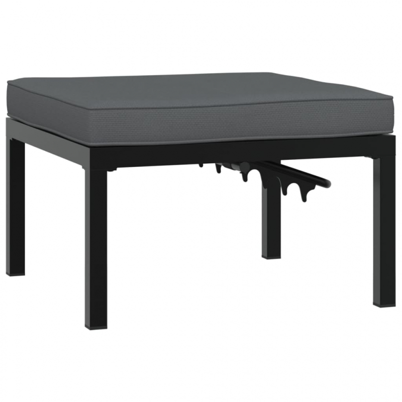 Gartenhocker mit Kissen Schwarz Aluminium