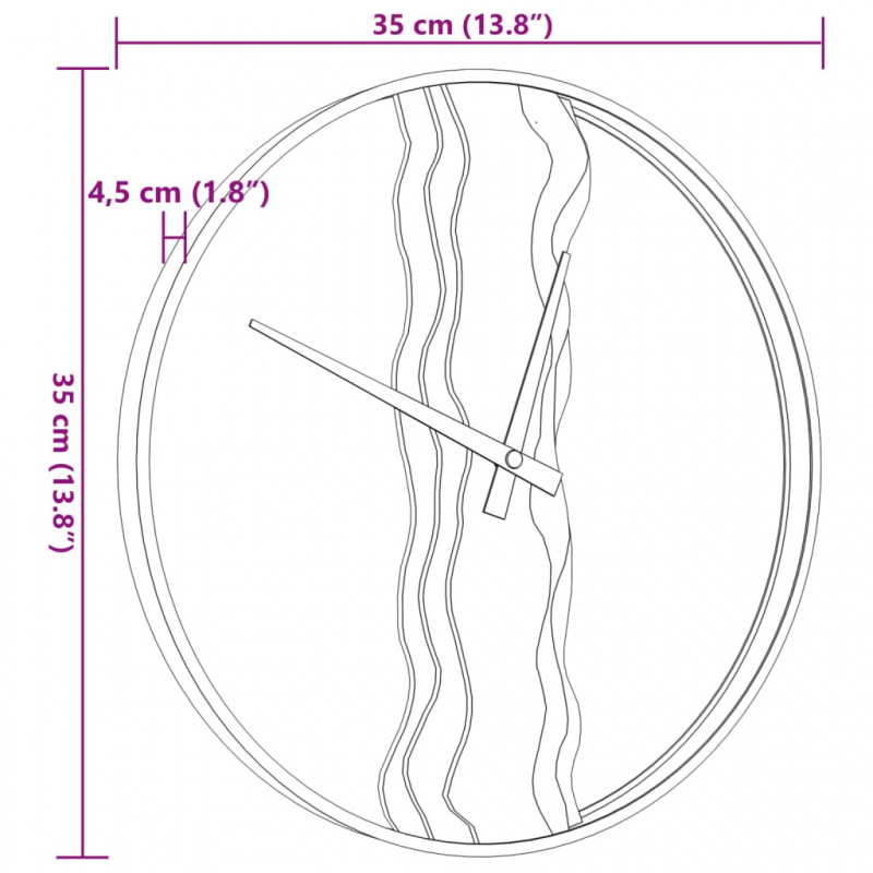 Wanduhr Braun Ø35 cm Eisen und Eichenholz