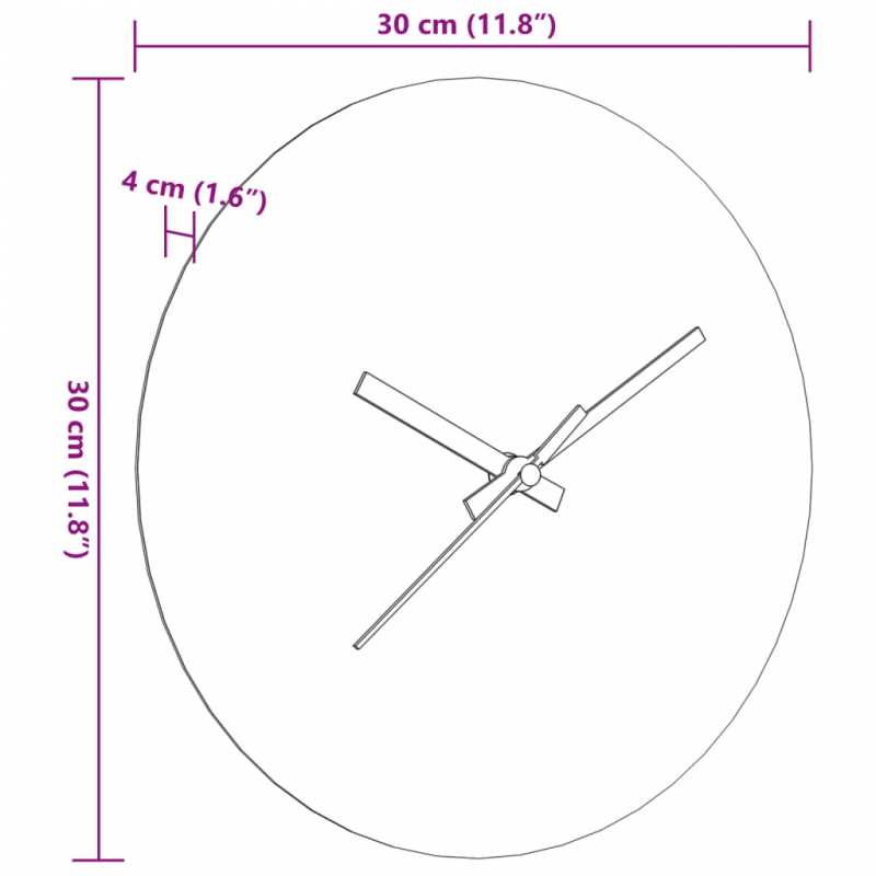 Wanduhr mit Leuchtender Skala und Zeiger Braun Ø30 cm