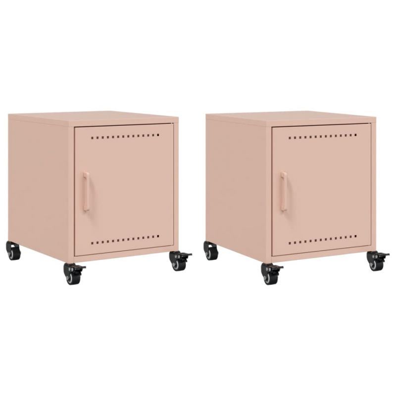Nachttische 2 Stk. Rosa 36x39x43,5 cm Stahl