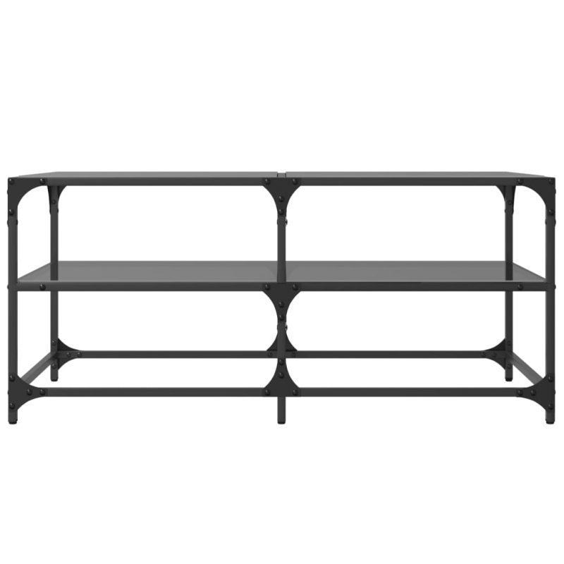Couchtisch mit Glasplatte Schwarz 98,5x50x45 cm Stahl