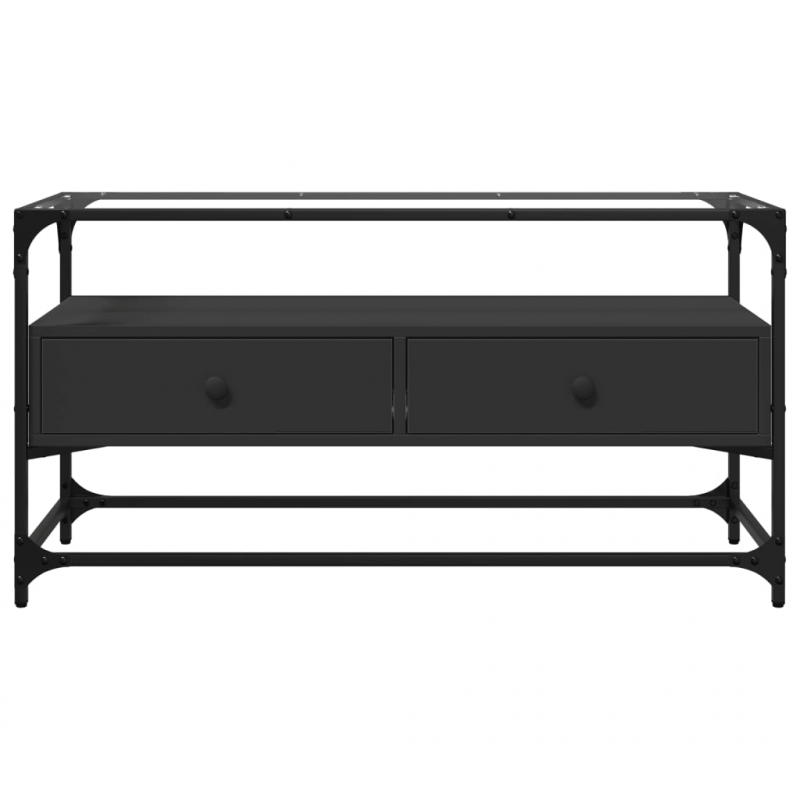 TV-Schrank mit Glasplatte Schwarz 98x35x51 cm Holzwerkstoff
