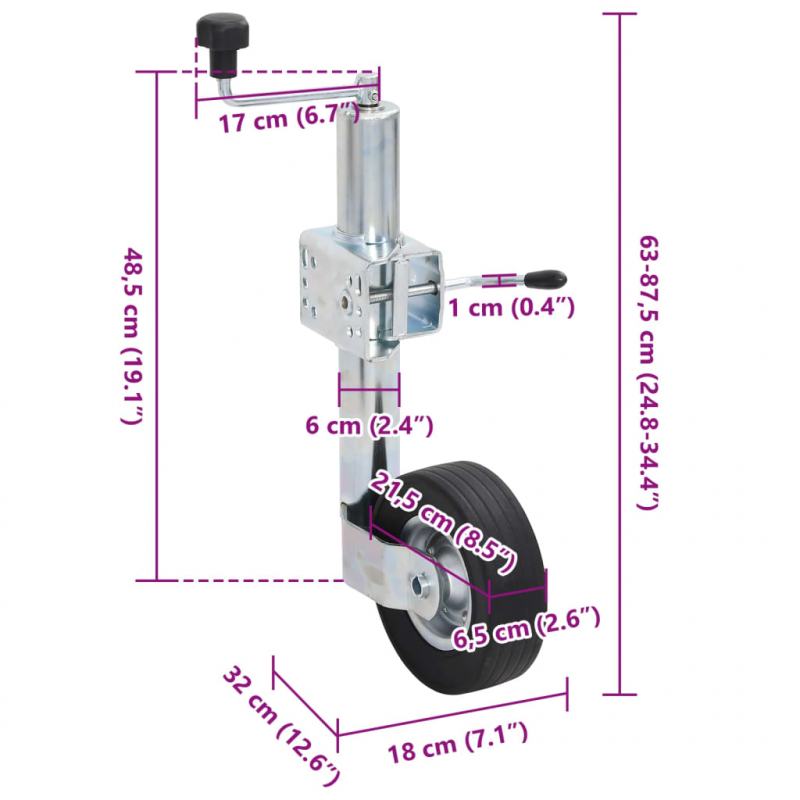 Stützrad für Anhänger mit Klemme 60 mm Verzinkter Stahl