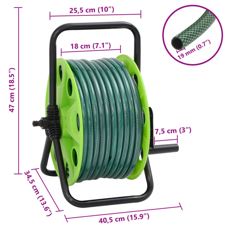 Schlauchtrommel Freistehend mit Schlauchanschluss-Set 0,75 20m