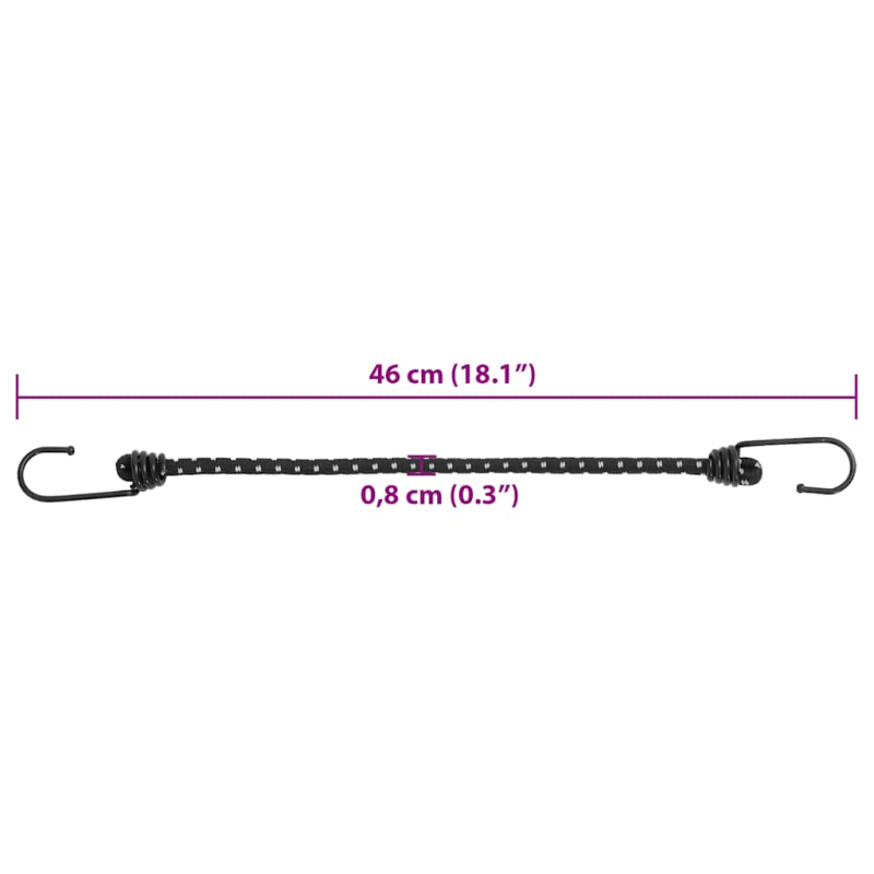 Gummiseile Reflektierend mit Haken 10 Stk. 46 cm