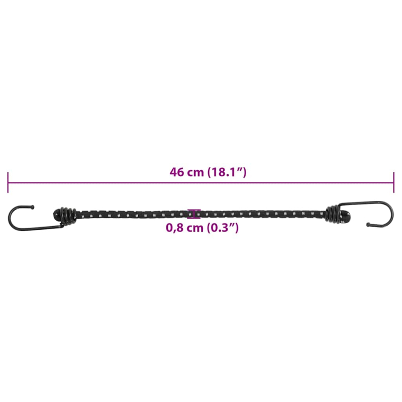 Gummiseile Reflektierend mit Haken 50 Stk. 46 cm