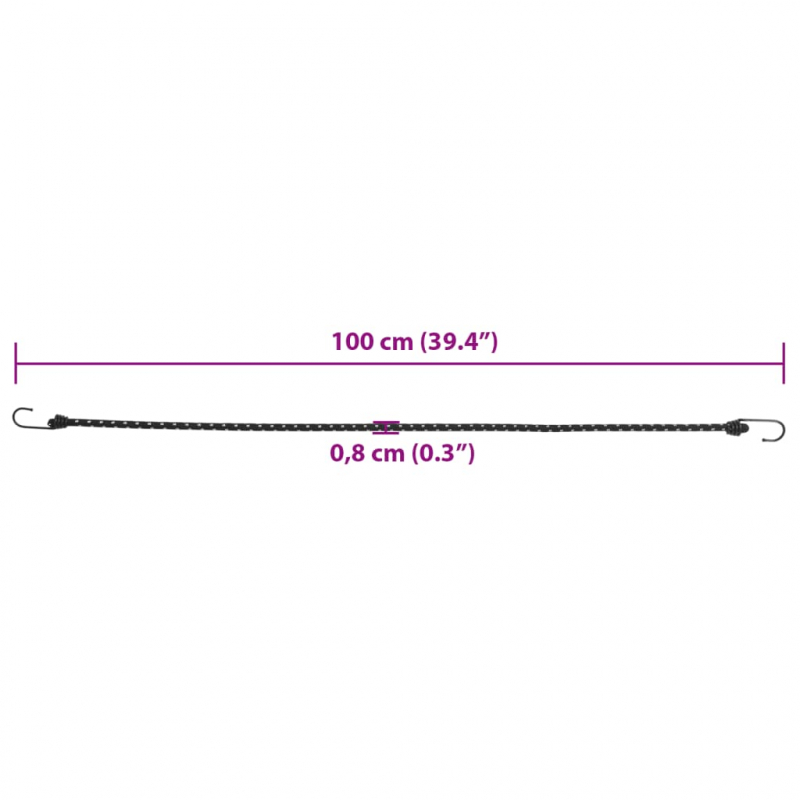 Gummiseile Reflektierend mit Haken 50 Stk. 100 cm