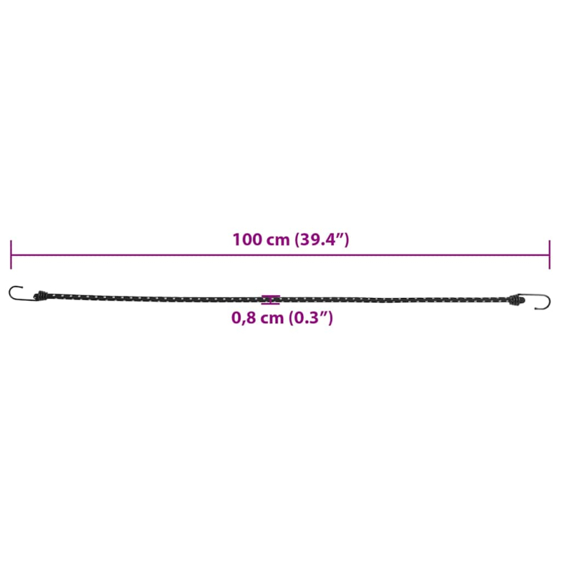 Gummiseile Reflektierend mit Haken 50 Stk. 100 cm