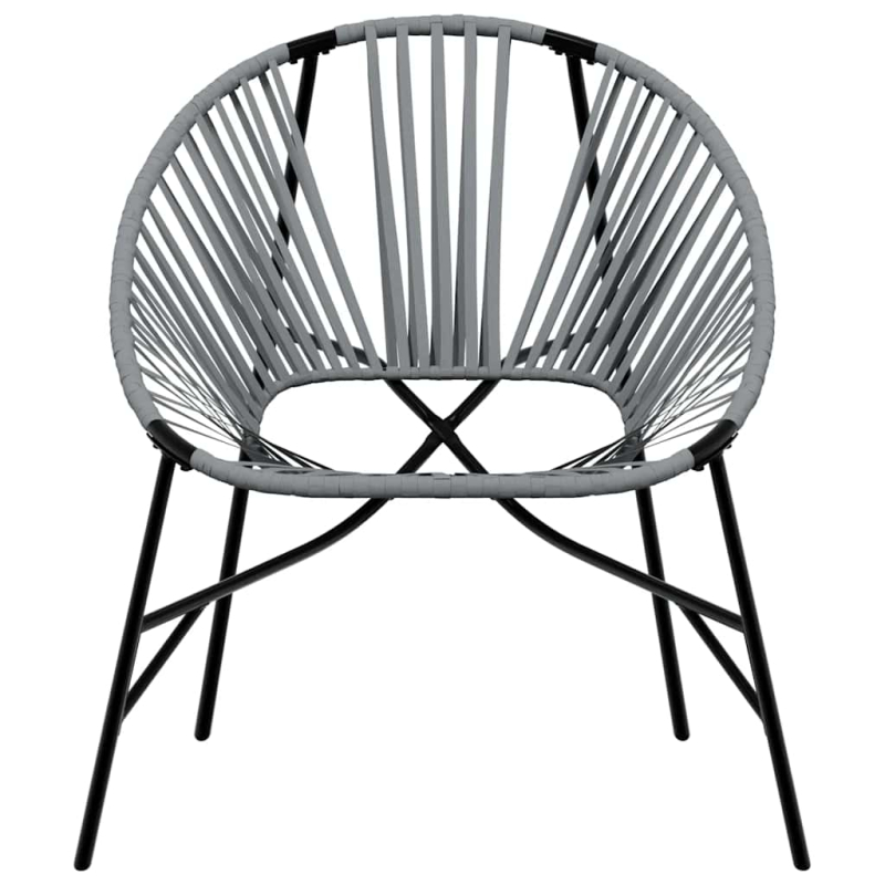 Gartenstuhl in Ei-Form Schwarz und Hellgrau Poly Rattan