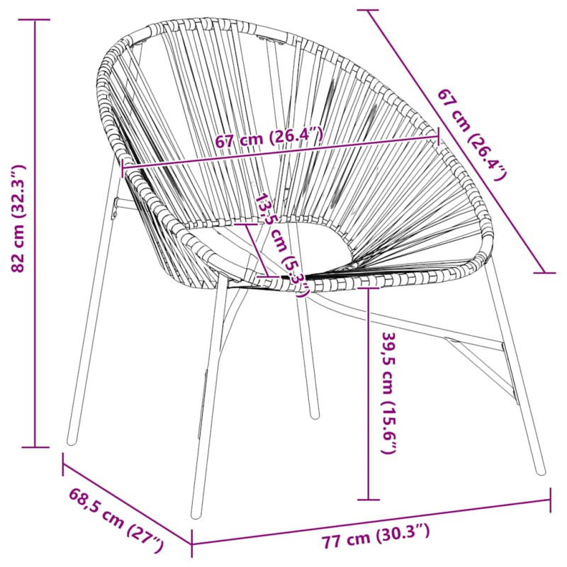 Gartenstuhl in Ei-Form Schwarz und Orange Poly Rattan