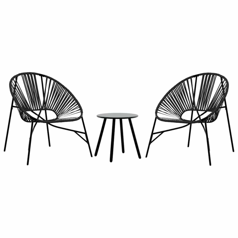 Gartenstuhl-Set 3-tlg. Schwarz Poly Rattan