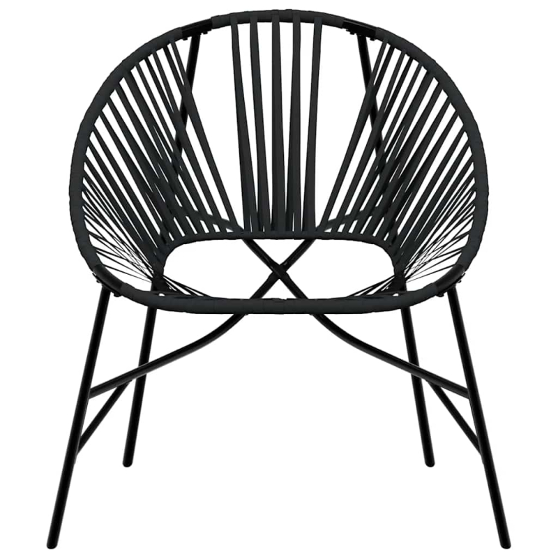 Gartenstuhl-Set 3-tlg. Schwarz Poly Rattan