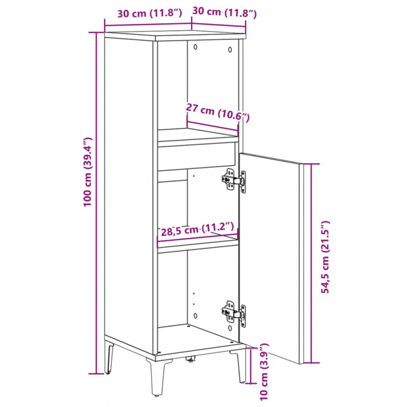 Badschrank Sonoma-Eiche 30x30x100 cm Holzwerkstoff