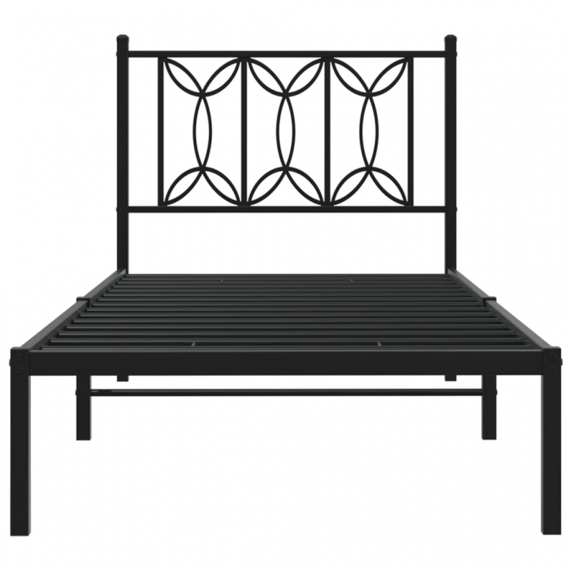 Bettgestell mit Kopfteil Metall Schwarz 90x190 cm