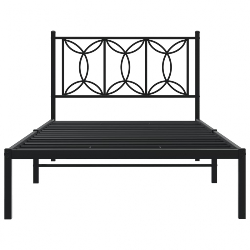 Bettgestell mit Kopfteil Metall Schwarz 107x203 cm