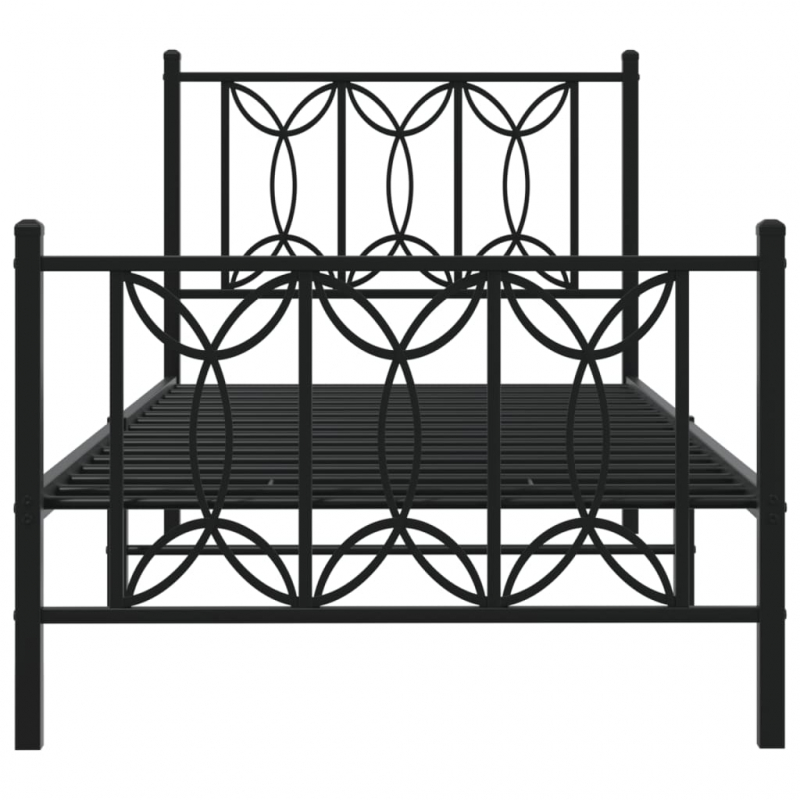 Bettgestell mit Kopf- und Fußteil Metall Schwarz 75x190 cm