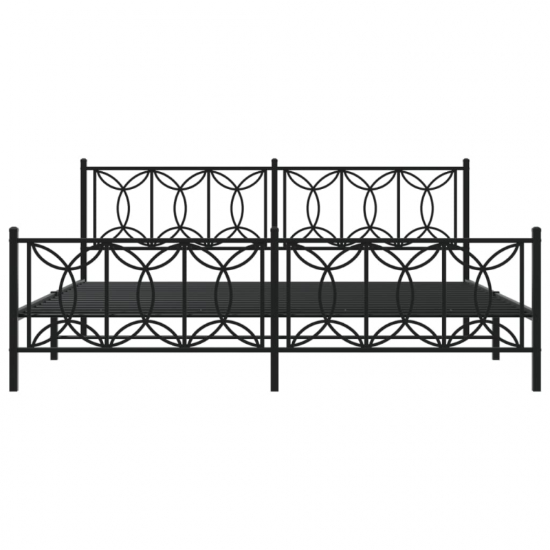 Bettgestell mit Kopf- und Fußteil Metall Schwarz 193x203 cm