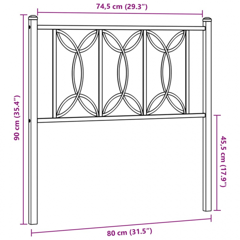 Kopfteil Metall Schwarz 75 cm