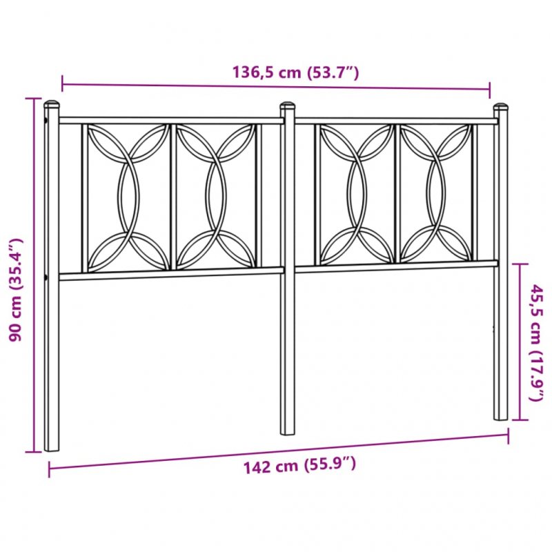 Kopfteil Metall Schwarz 135 cm