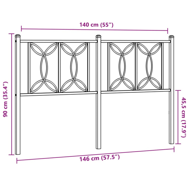 Kopfteil Metall Schwarz 140 cm
