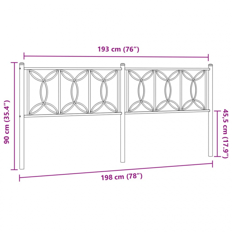 Kopfteil Metall Schwarz 193 cm