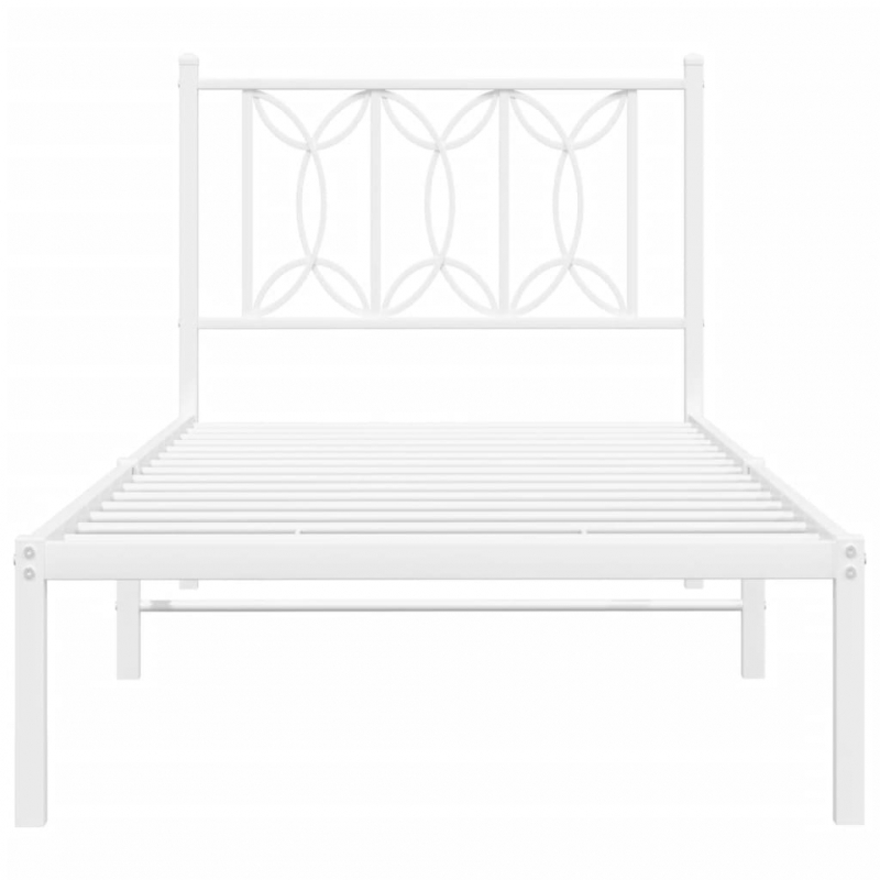 Bettgestell mit Kopfteil Metall Weiß 80x200 cm