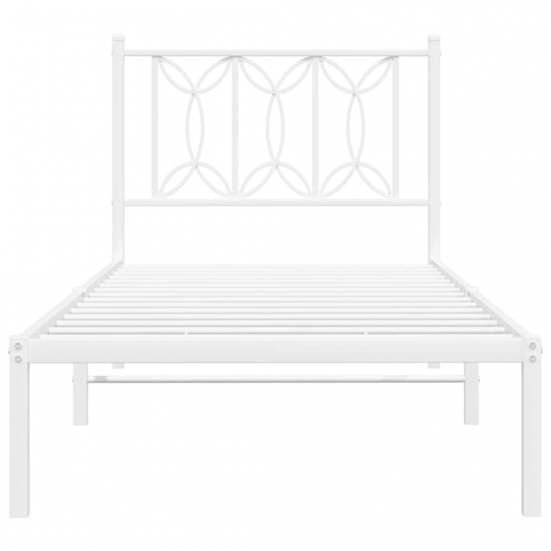 Bettgestell mit Kopfteil Metall Weiß 90x190 cm