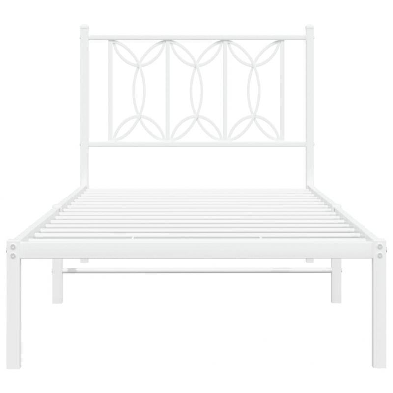 Bettgestell mit Kopfteil Metall Weiß 90x200 cm
