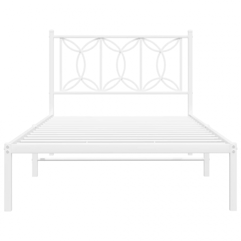Bettgestell mit Kopfteil Metall Weiß 100x200 cm