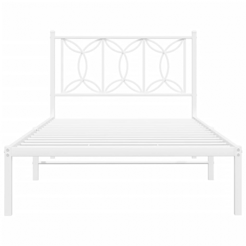 Bettgestell mit Kopfteil Metall Weiß 107x203 cm