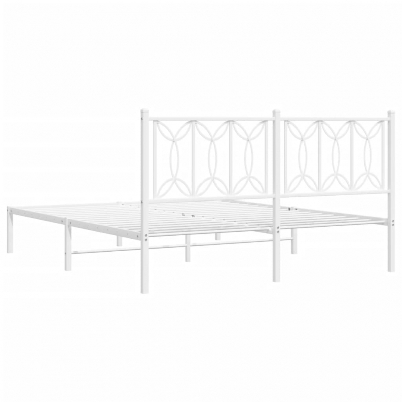 Bettgestell mit Kopfteil Metall Weiß 150x200 cm